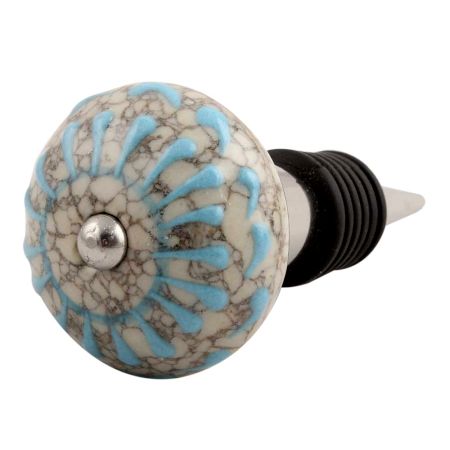 Turquoise Wheel Crackle Ceramic Wine Stopper